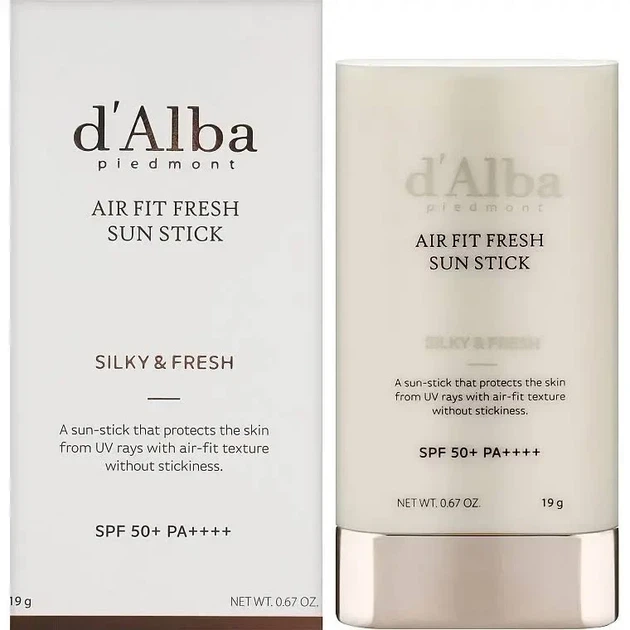 Сонцезахисний стік для обличчя d’Alba Air Fit Fresh Sun Stick SPF50+ PA++++ 19 г для захисту та матового ефекту шкіри - изображение 2