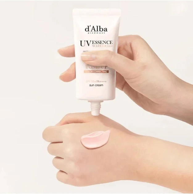 Тонуючий сонцезахисний крем d'Alba Tone-Up Pink Correcting Sun Cream SPF50+ PA++++ для вирівнювання тону шкіри - изображение 2