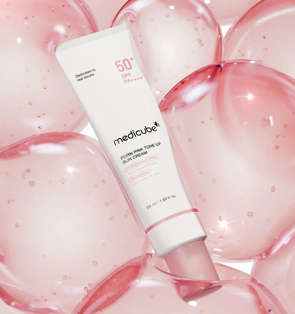 Сонцезахисний крем MEDICUBE PDRN Pink Tone Up Sun Cream SPF50+ PA++++ 50 ml — захист від сонця та вирівнювання тону шкіри - зображення 2