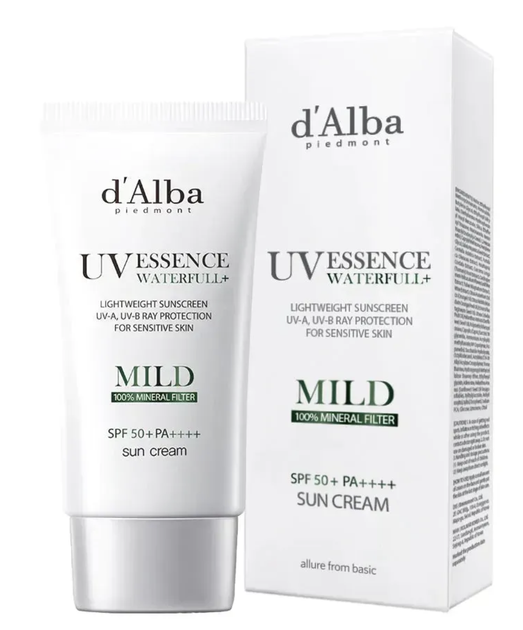 М’який сонцезахисний крем для обличчя d’Alba UV Essence Waterfull+ Mild Sun Cream SPF50+ PA+++ 50 мл для та захисту шкіри - изображение 5