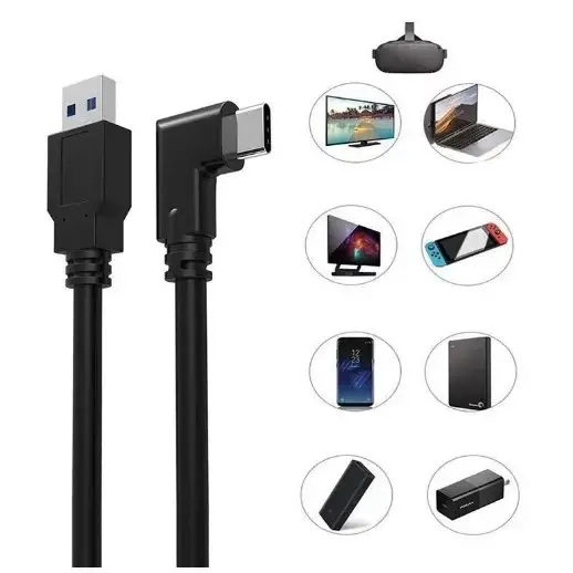 Утолщенный кабель Quest Link USB 3.2 USB-A - USB-C 90° 5 м для Meta Quest 2, 3, 3S, Pro и Pico 4 - Фото 6 Утолщенный кабель Quest Link USB 3.2 USB-A - USB-C 90° 5 м для Meta Quest 2, 3, 3S, Pro и Pico 4 - изображение 6