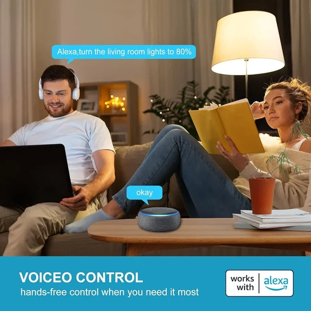 Розумні LED лампочки iLC E27 12 Вт Alexa Bluetooth Mesh, регулювання яскравості 1–100%, 2700–6000K, комплект 4 шт - зображення 8