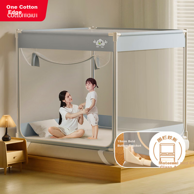 Полог Cottonfaith класса А с москитной сеткой и бортиком от падения, три двери, 1.8x2 м, усиленный каркас - изображение 4