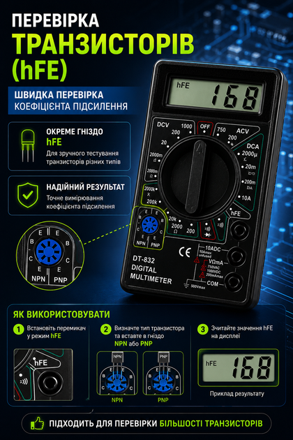 Цифровой мультиметр DT-832 универсальный тестер напряжения и сопротивления - изображение 6