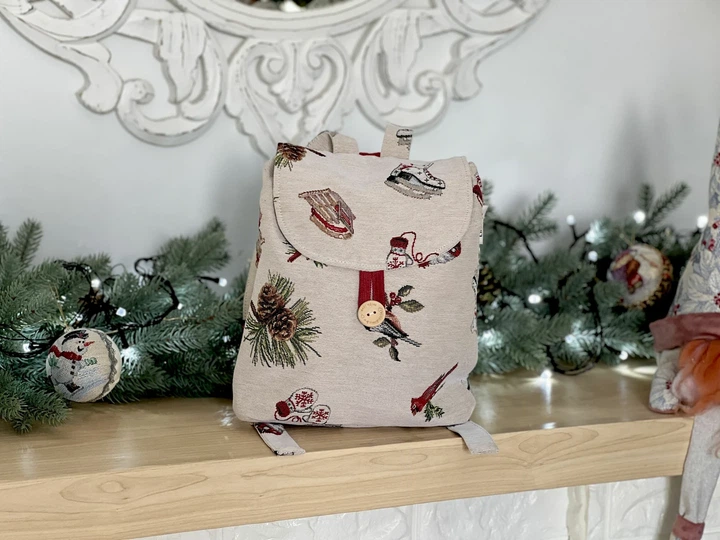 Рюкзак детский гобеленовый EDEN1158 Новогодний 25x37x6 см 75% полиэстер бежевый - Фото 9 Рюкзак детский гобеленовый EDEN1158 Новогодний 25x37x6 см 75% полиэстер бежевый - изображение 9