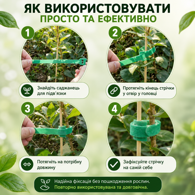 Ленты для подвязки растений на липучке 100 шт, многократные садовые стяжки для подвязки помидоров, огурцов, винограда и цветов - изображение 6