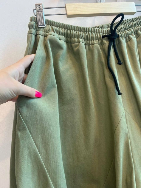 Жіночі штани-банани oversize на резинці KAPTSOVA MKKS060234 - 42/44, Оливковий - изображение 2