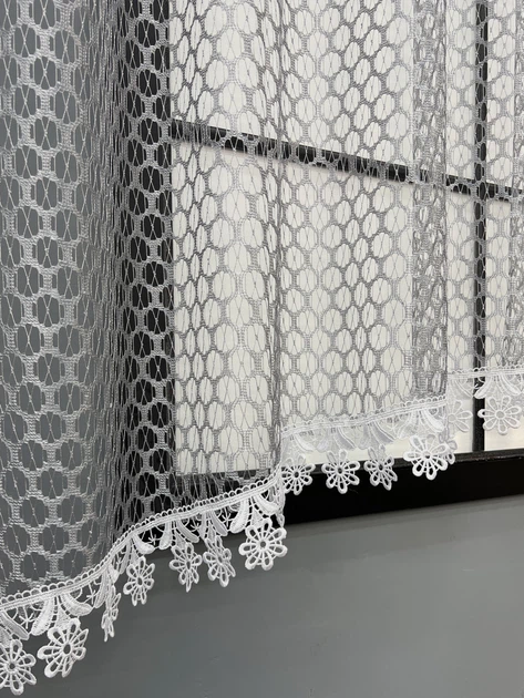 Кухонная арка VR-Textil № 000к сетка с макраме серый с белым 270х155 см (51-273) - Фото 7 Кухонная арка VR-Textil № 000к сетка с макраме серый с белым 270х155 см (51-273) - изображение 7