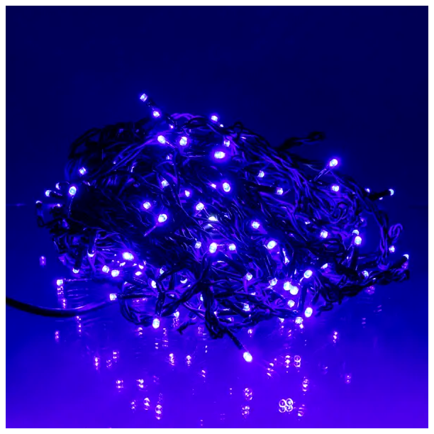 Гірлянда бахрома 12 м 200 led для прикрашання дому з чорним дротом синій HM-2623 - зображення 2