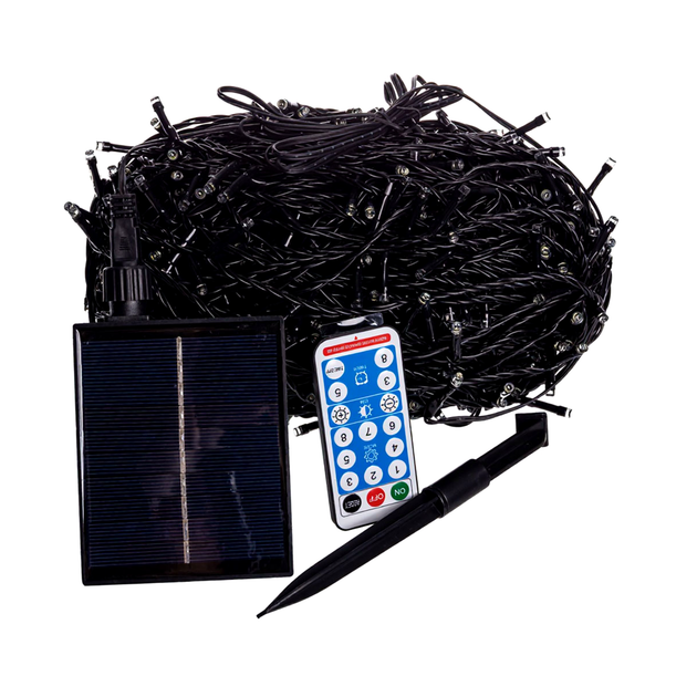 Уличная светодиодная гирлянда 100 м 1000 LED солнечная батарея 8 режимов для декора черный провод HM-2656 - Фото 2 Уличная светодиодная гирлянда 100 м 1000 LED солнечная батарея 8 режимов для декора черный провод HM-2656 - изображение 2