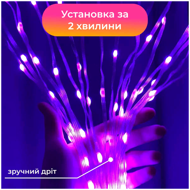 Умная гирлянда 200 LED 2 м для декорирования дома и улицы мультиколор HM-1289 - изображение 4