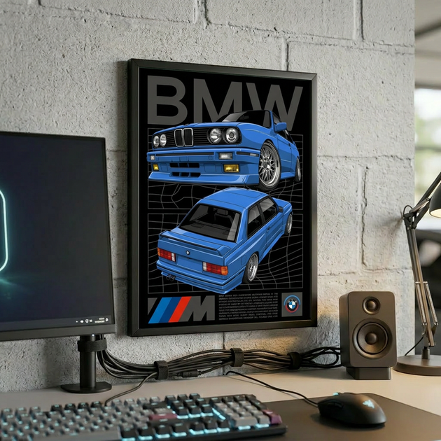 Постер в рамці BMW E30 M Sport – Blue Heritage Edition 30х40см - изображение 2