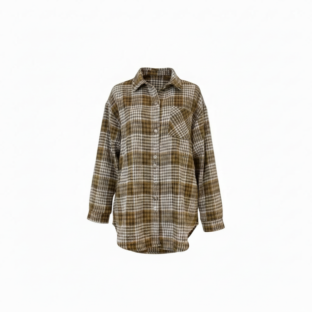 Сорочка жіноча фланель коричнево-молочна клітинка, L;XL - Фото 1 Сорочка жіноча фланель коричнево-молочна клітинка, L;XL - изображение 1