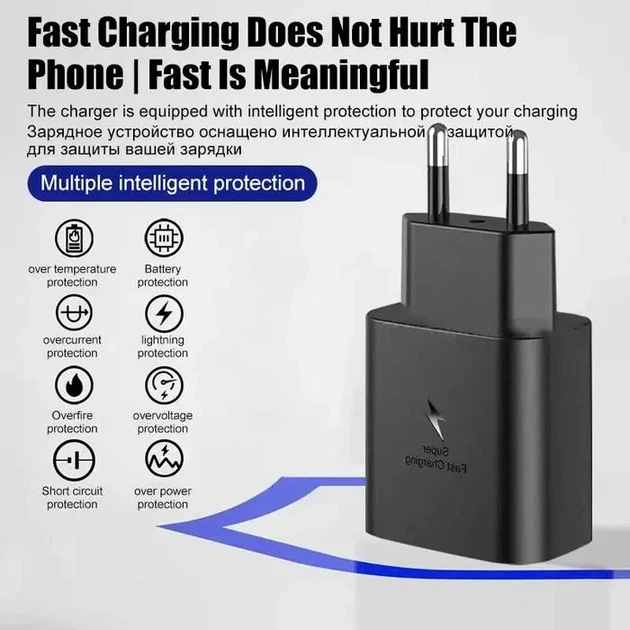 Быстрое зарядное устройство 45 Вт для телефонов Samsung Galaxy + USB-C - изображение 6