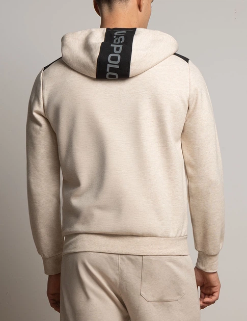 Чоловіча толстовка U.S.Polo Assn. Premium - White Label Bonded Interlock S світло-бежева - зображення 7