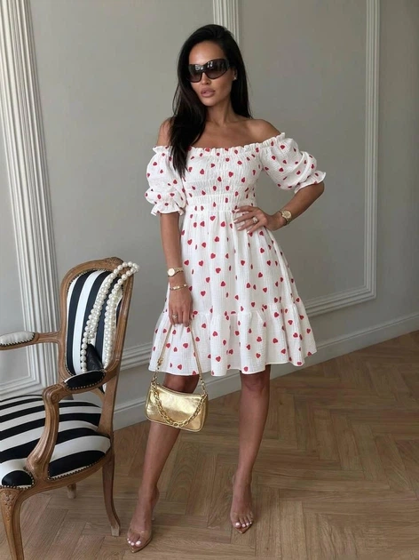 Платье из муслина с открытыми плечами 201-2, 42-44 - Фото 7 Платье из муслина с открытыми плечами 201-2, 42-44 - изображение 7