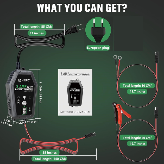 Інтелектуальний зарядний пристрій HTRC 3AMP 6В/12В 3А автоматичне зарядне для акумуляторів AGM GEL EFB SLA WET та LiFePO4 з функцією відновлення - зображення 8