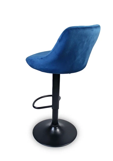Барный стул Hoker TOLEDO VELVET Синий-велюр, 46х36х106 см - регулируемое строение, поворотное сиденье - изображение 4