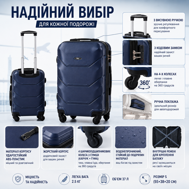 Дорожный чемодан ударопрочный и водонепроницаемый Чемодан для ручной клади - изображение 2