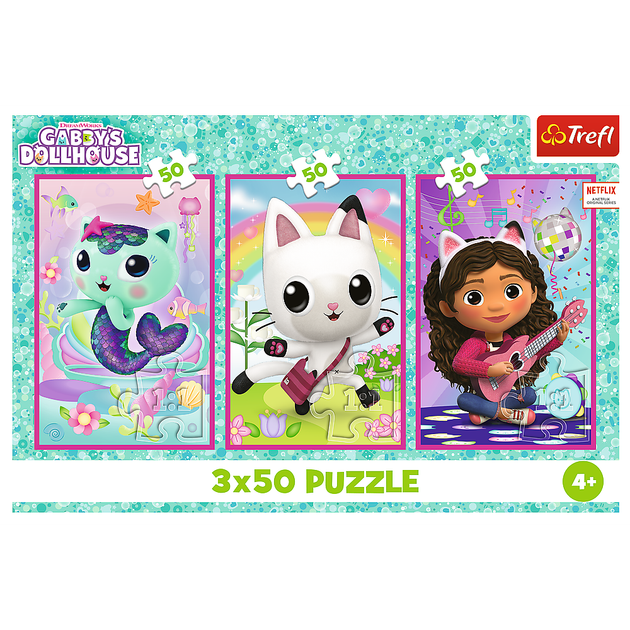 Zestaw Puzzle Trefl Poznajcie Gabby i kotki 3 x 50 elementów 34876 (5900511348767) - obraz 5
