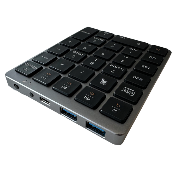 Бездротова Bluetooth NumPad клавіатура-хаб з 2 USB портами, нампед-кейпад для ПК/ноутбука, Windows/Mac/iOS, кейпед - зображення 3