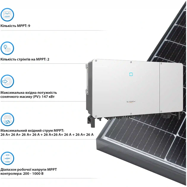 Мережевий інвертор SUNGROW SG110CX-V112 110kW 12 MPPT 220/380V Трифазний (ASG02271) - зображення 5