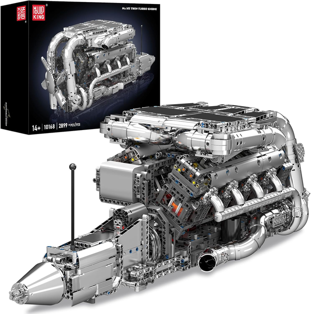 Конструктор Mould King 10168 W16 Twin Turbo Technic с электромотором, модель двигателя W16, 2899 деталей - изображение 2