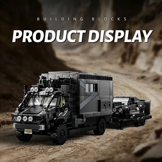 Конструктор 12GO 95003 Автодім RV 4×4 з причепом, спортивним автомобілем та мотоциклом Technic, 2135 деталей - зображення 4