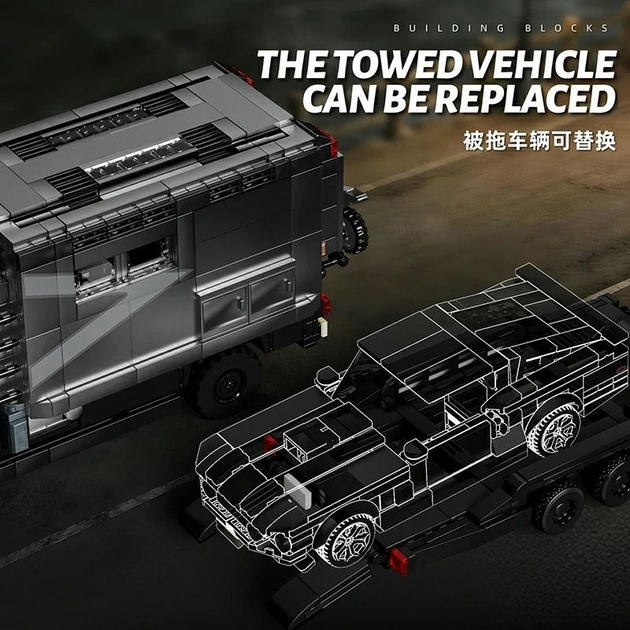 Конструктор 12GO 95003 автодом RV 4×4 с прицепом, спорткаром и мотоциклом, 2135 деталей в стиле LEGO Technic, коллекционный набор 14+ - изображение 8