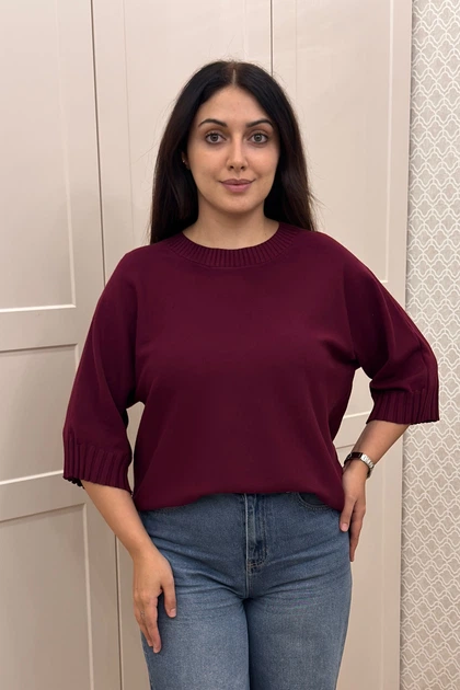 Светр INEDIT 10860 Burgundy ONE SIZE - изображение 5