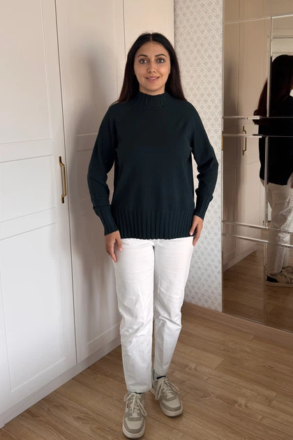 Светр INEDIT 10619 Dark-Green ONE SIZE - Фото 6 Светр INEDIT 10619 Dark-Green ONE SIZE - изображение 6