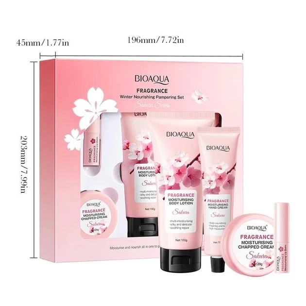 Подарочный набор для ухода за телом BIOAQUA Sakura Fragrance 4 предмета (лосьон для тела, крем для рук, бальзам для губ, крем для тела) - Фото 2 Подарочный набор для ухода за телом BIOAQUA Sakura Fragrance 4 предмета (лосьон для тела, крем для рук, бальзам для губ, крем для тела) - изображение 2