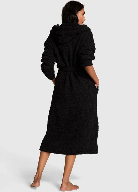 Женский халат Victoria's Secret (26328995871) Cozy Chenille Hooded Long Robe XS/S черный - изображение 2