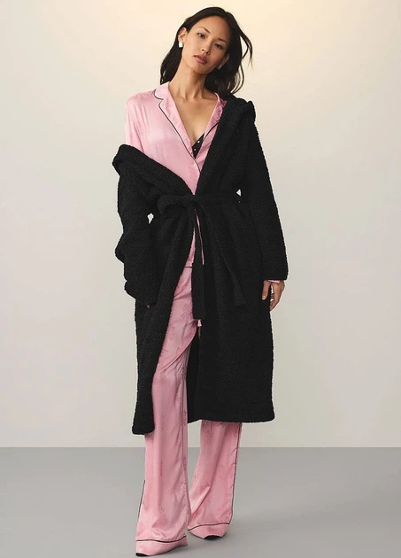 Женский халат Victoria's Secret (26328995871) Cozy Chenille Hooded Long Robe XS/S черный - изображение 3