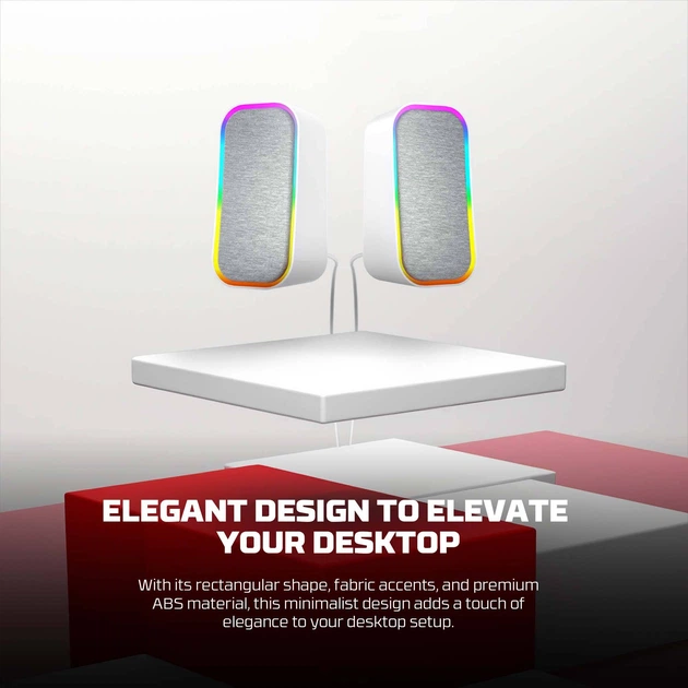Комп'ютерні колонки Fantech GS304 Groove RGB підсвічування, Bluetooth V5.3, підключаються за допомогою USB і 3.5 мм TRS-роз'єму White - Фото 4 Комп'ютерні колонки Fantech GS304 Groove RGB підсвічування, Bluetooth V5.3, підключаються за допомогою USB і 3.5 мм TRS-роз'єму White - зображення 4