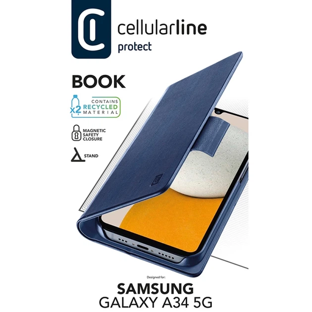Чехол Cellularline Book Case для Samsung Galaxy A34 5G Blue (BOOK3GALA34B) - Фото 4 Чехол Cellularline Book Case для Samsung Galaxy A34 5G Blue (BOOK3GALA34B) - изображение 4