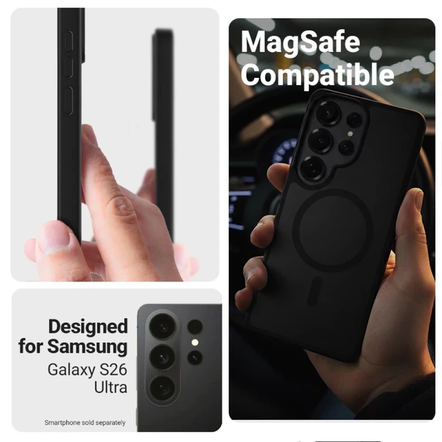 Etui do smartfona Samsung Galaxy S26 Ultra Crong Hybrid Matte Magnetic Black (CRGHMMSGS26UBLK) - obraz 2