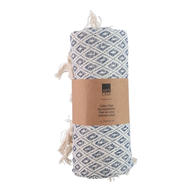 Плед хлопковый Arti Casa 130x170 см Blue/White (871125230192) - Фото 1 Плед хлопковый Arti Casa 130x170 см Blue/White (871125230192) - изображение 1