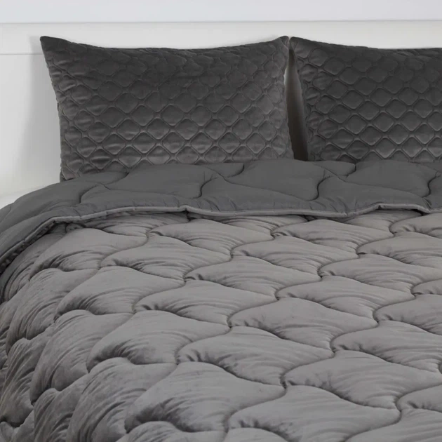 Ковдра ТЕП "VELOUR" Темно-сіра (350 г/м²), 180x210 двоспальна - Фото 4 Ковдра ТЕП "VELOUR" Темно-сіра (350 г/м²), 180x210 двоспальна - изображение 4