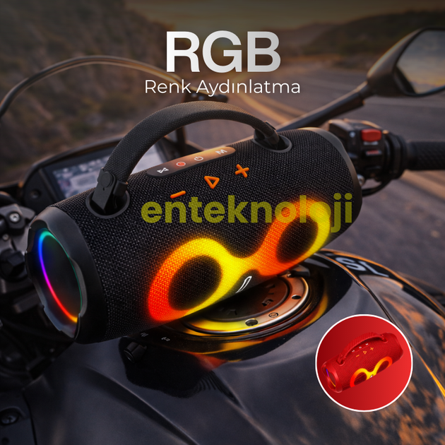 Портативная Bluetooth-колонка Charce 6 LED с RGB-подсветкой, TWS, Power Bank, черная - изображение 3