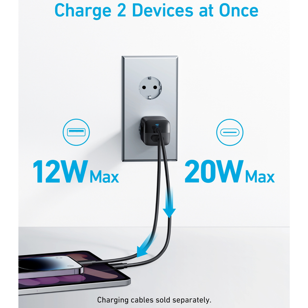 Сетевое зарядное устройство Anker PowerPort 323 33W USB-C USB-A PD 3.0 PowerIQ Black (A2331G11) - изображение 3