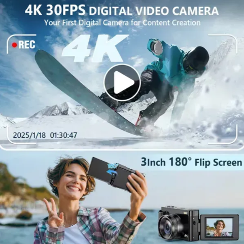Цифровая камера 4K 48 МП с автофокусом и поворотным экраном 180° - Фото 6 Цифровая камера 4K 48 МП с автофокусом и поворотным экраном 180° - изображение 6
