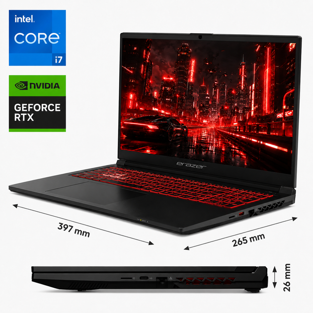 Ігровий ноутбук 17,3" Medion (Lenovo Group) Erazer Defender P50 | Intel Core i7-12650H | IPS (1920x1080) FullHD 144 Гц | RAM 16 ГБ | SSD NVME 512 ГБ | RTX 4060, 8 ГБ | Підсвітка клавіатури | Win11 (5365) - изображение 2