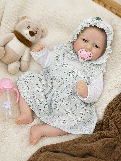 Інтерактивний пупс Reborn Baby Born Ellie 42 см — реагує на рухи, сміється, плаче та засинає, з аксесуарами (RBM24039) - изображение 3
