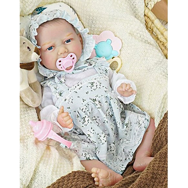 Інтерактивний пупс Reborn Baby Born Ellie 42 см — реагує на рухи, сміється, плаче та засинає, з аксесуарами (RBM24039) - изображение 4