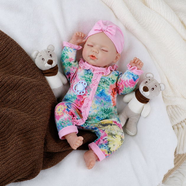 Інтерактивний пупс Reborn Baby Born Mia Joy 42 см — реагує на рухи, сміється, плаче та засинає, з аксесуарами (RBM24019) - изображение 5