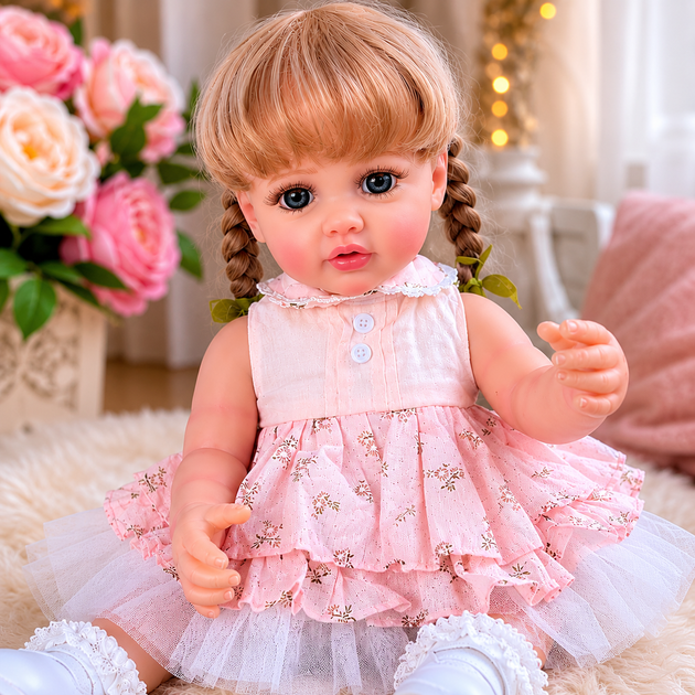 Реалістична лялька Reborn Baby Doll Sandy 55 см – вінілова дівчинка з волоссям та аксесуарами, можна купати (RB076) - Фото 1 Реалістична лялька Reborn Baby Doll Sandy 55 см – вінілова дівчинка з волоссям та аксесуарами, можна купати (RB076) - изображение 1
