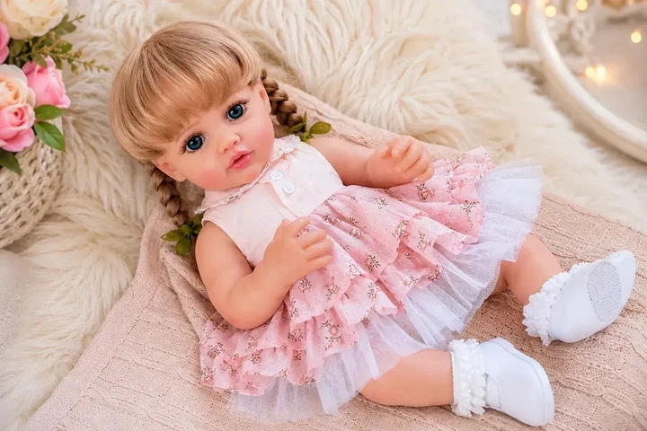 Реалістична лялька Reborn Baby Doll Sandy 55 см – вінілова дівчинка, можна купати, з аксесуарами та подарунковою коробкою (RB076K) - изображение 2