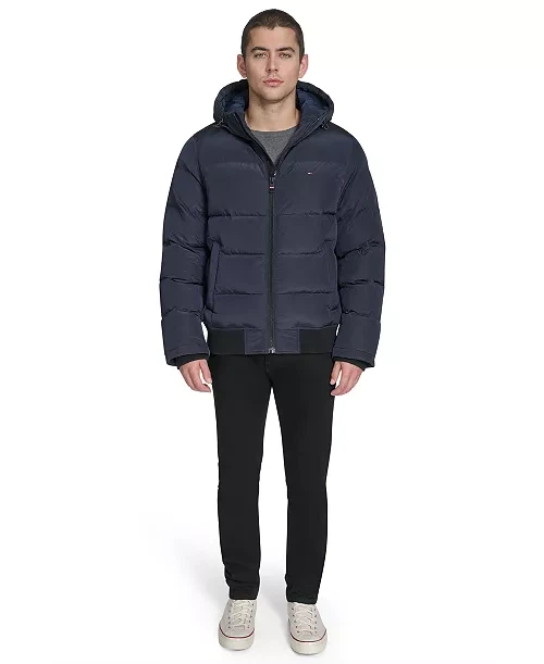Чоловіча куртка-бомбер Tommy Hilfiger Hooded Jacket Стьобана з капюшоном з тканини Ріпстоп XL Синя - Фото 2 Чоловіча куртка-бомбер Tommy Hilfiger Hooded Jacket Стьобана з капюшоном з тканини Ріпстоп XL Синя - зображення 2