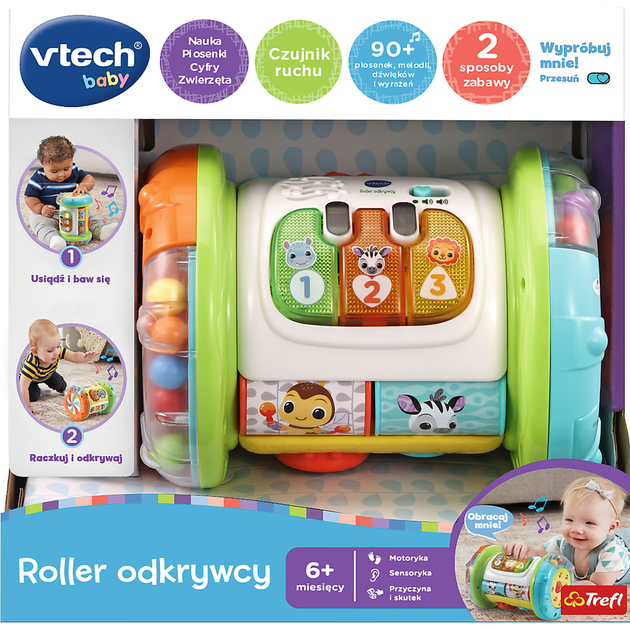Zabawka interaktywna VTech Baby 3 w 1 Aktywnościowy wałek (3417765626234) - obraz 2